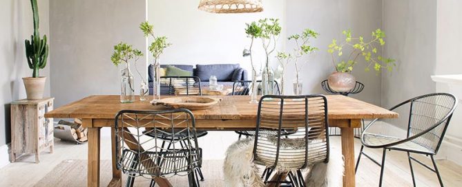 mesa calida con plantas