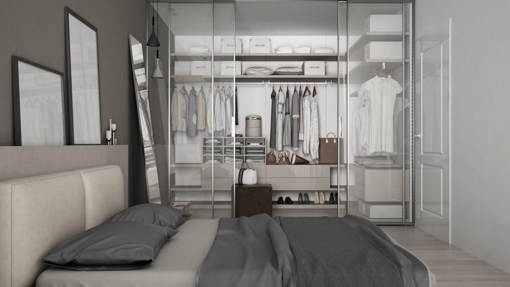 Habitación con vestidor abierto