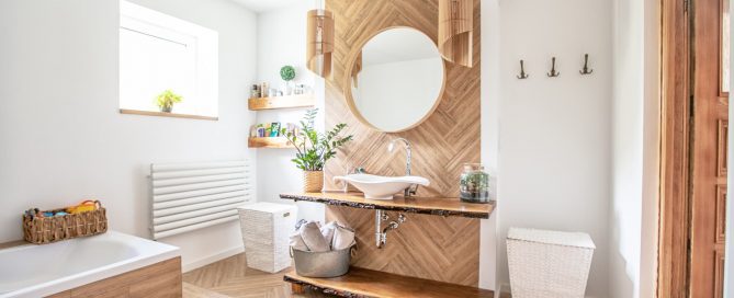 Pared de madera baño